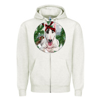 Oatmeal Heather bull terrier and farm Zipper Hoodie - RanaPortraitStore