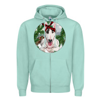 Seafoam bull terrier and farm Zipper Hoodie - RanaPortraitStore