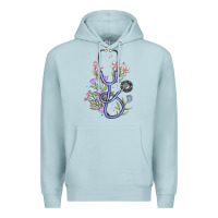 Blue Mist floral stethoscope Premium Hoodie - MaliasSmallBusiness
