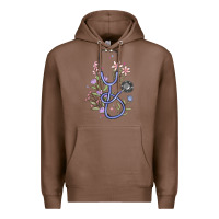 Chestnut floral stethoscope Premium Hoodie - MaliasSmallBusiness