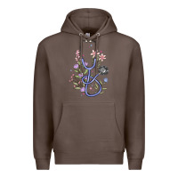 Coffee floral stethoscope Premium Hoodie - MaliasSmallBusiness