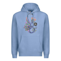 Colony Blue floral stethoscope Premium Hoodie - MaliasSmallBusiness