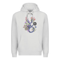 Dove Grey floral stethoscope Premium Hoodie - MaliasSmallBusiness