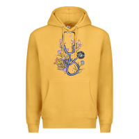 Mustard floral stethoscope Premium Hoodie - MaliasSmallBusiness