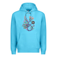 Ocean Blue floral stethoscope Premium Hoodie - MaliasSmallBusiness