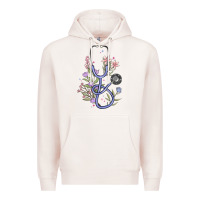 Pale Pink floral stethoscope Premium Hoodie - MaliasSmallBusiness