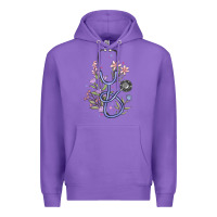 Purple floral stethoscope Premium Hoodie - MaliasSmallBusiness