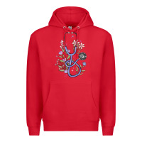 Red floral stethoscope Premium Hoodie - MaliasSmallBusiness