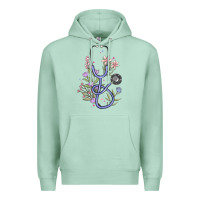 Seafoam floral stethoscope Premium Hoodie - MaliasSmallBusiness