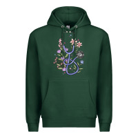 Sports Green floral stethoscope Premium Hoodie - MaliasSmallBusiness