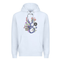 White floral stethoscope Premium Hoodie - MaliasSmallBusiness