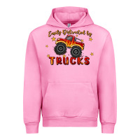 Fuchsia Pink easily distracted by trucks Urban Hoodie - MaliasSmallBusiness