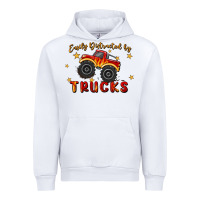 White easily distracted by trucks Urban Hoodie - MaliasSmallBusiness