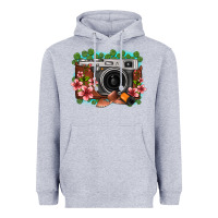 Heather Grey floral lotus leaf film roll vintage camera Heavyweight Hoodie - FaDigitalArtStudio