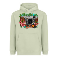 Matcha floral lotus leaf film roll vintage camera Heavyweight Hoodie - FaDigitalArtStudio