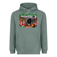 Sage floral lotus leaf film roll vintage camera Heavyweight Hoodie - FaDigitalArtStudio