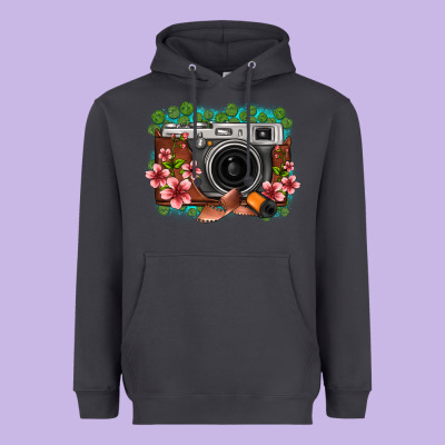 Floral Lotus Leaf Film Roll Vintage Camera Heavyweight Hoodie Designed By Fadigitalartstudio