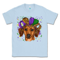 Dusty Blue mardi gras hat dachshund Classic Tee - RanaPortraitStore