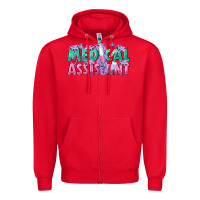 Red medical assistant Zipper Hoodie - texasbilliewilder