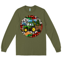 Army Green Christmas Farm Tractor Long Sleeve Tee - RanaPortraitStore