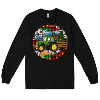 Black Christmas Farm Tractor Long Sleeve Tee - RanaPortraitStore