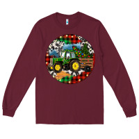 Burgundy Christmas Farm Tractor Long Sleeve Tee - RanaPortraitStore