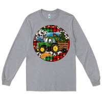 Heather Grey Christmas Farm Tractor Long Sleeve Tee - RanaPortraitStore
