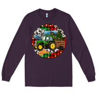 Plum Christmas Farm Tractor Long Sleeve Tee - RanaPortraitStore