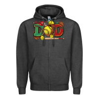 Charcoal Heather dad softball Zipper Hoodie - Zillion Design Studio