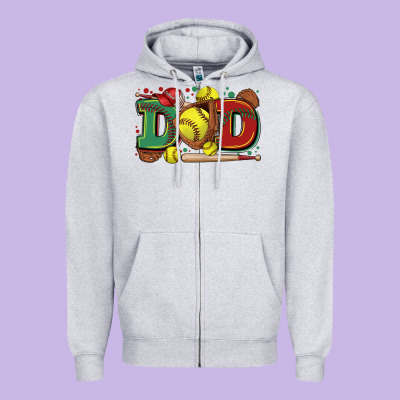 Dad Softball Zipper Hoodie Designed By Zillion Design Studio