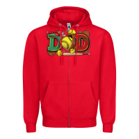 Red dad softball Zipper Hoodie - Zillion Design Studio