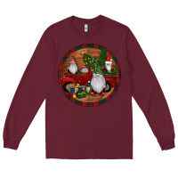 Burgundy Gnome Truck Christmas Long Sleeve Tee - RanaPortraitStore