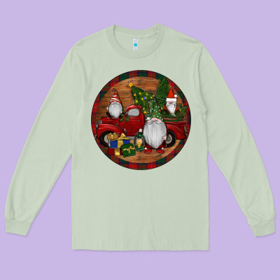 Long Sleeve Tee Gnome Truck Christmas