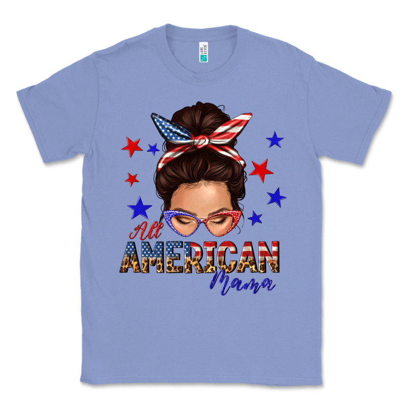 All American Mama Messy Bun Classic Tee by texasbilliewilder | Teevron