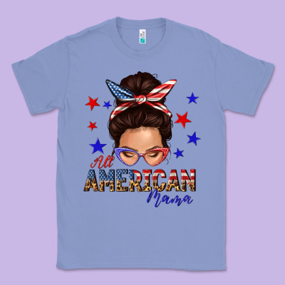Classic Tee all american mama messy bun