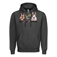 Charcoal Heather peace love bull terrier Zipper Hoodie - RanaPortraitStore