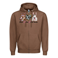 Chestnut peace love bull terrier Zipper Hoodie - RanaPortraitStore