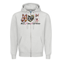 Dove Grey peace love bull terrier Zipper Hoodie - RanaPortraitStore