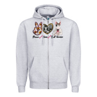 Heather Grey peace love bull terrier Zipper Hoodie - RanaPortraitStore