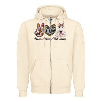 Sandshell peace love bull terrier Zipper Hoodie - RanaPortraitStore