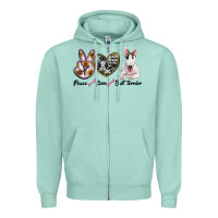 Seafoam peace love bull terrier Zipper Hoodie - RanaPortraitStore
