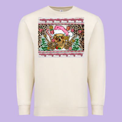Pink Skeleton  Christmas Premium Sweatshirt Designed By Adodesignshop