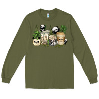 Army Green panda coffee cups Long Sleeve Tee - texasbilliewilder