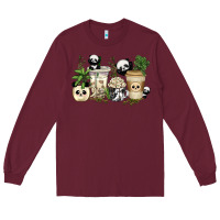 Burgundy panda coffee cups Long Sleeve Tee - texasbilliewilder