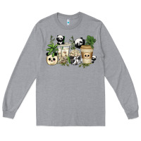 Heather Grey panda coffee cups Long Sleeve Tee - texasbilliewilder