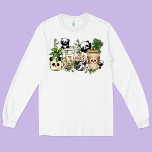 Panda Coffee Cups Long Sleeve Tee Designed By Texasbilliewilder