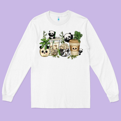 Long Sleeve Tee panda coffee cups
