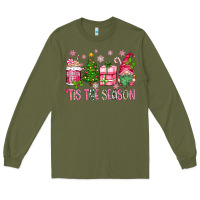 Army Green pink christmas 'tis the season gnome Long Sleeve Tee - Zillion Design Studio