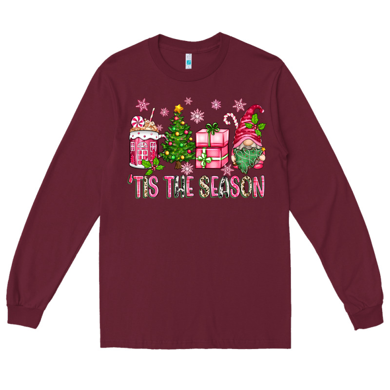 Pink Christmas 'tis The Season Gnome Long Sleeve Tee by Zillion Design Studio | Teevron