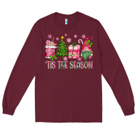 Burgundy pink christmas 'tis the season gnome Long Sleeve Tee - Zillion Design Studio